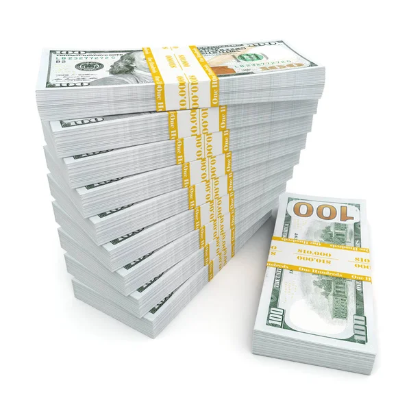 3d renderizado un montón de paquetes de dólares estadounidenses — Foto de Stock