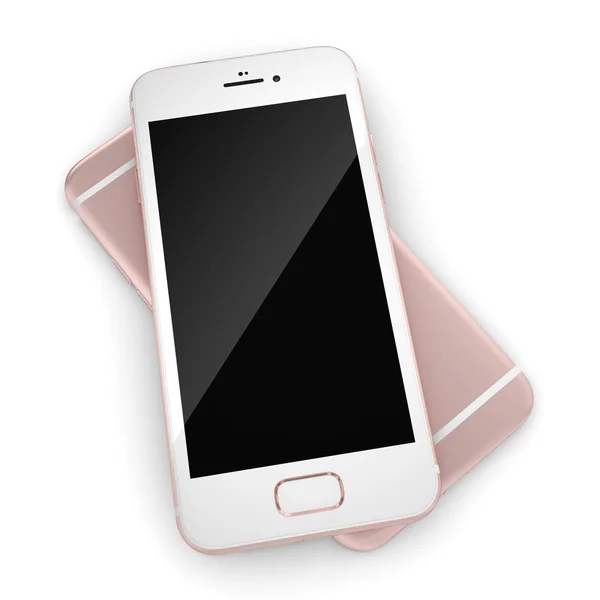 Representación 3D teléfono inteligente rosa con pantalla negra —  Fotos de Stock