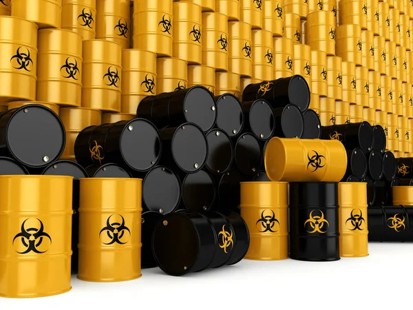 3D rendering biohazard barrels — Stock Photo, Image