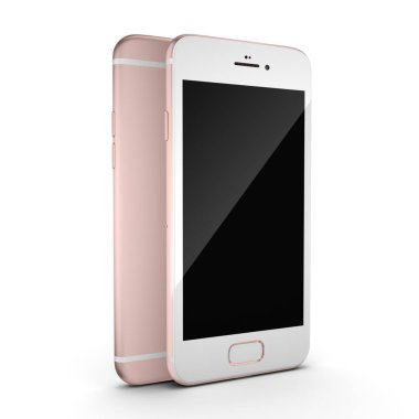 3D render pembe akıllı telefon ile siyah perde