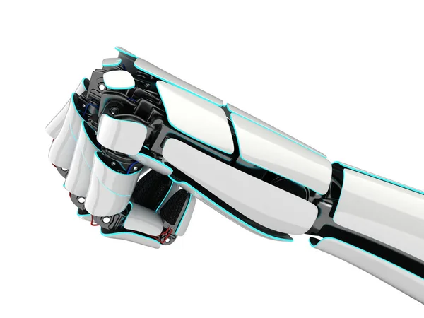 Rendering 3D mano robotica su sfondo bianco — Foto Stock