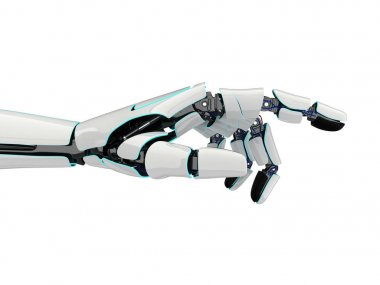 Beyaz bir arka plan üzerinde 3D render Robotik el