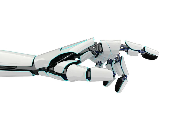 Rendu 3D main robotique sur un fond blanc — Photo