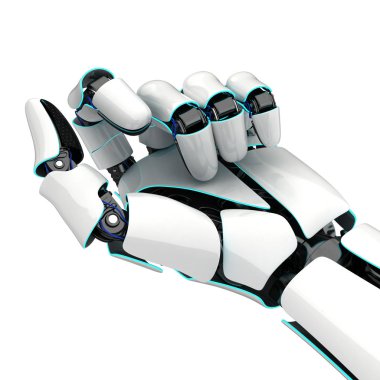 Beyaz bir arka plan üzerinde 3D render Robotik el