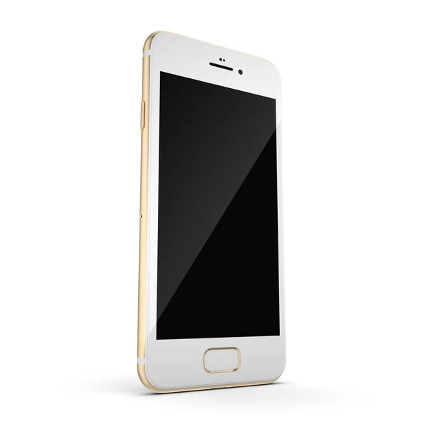 3D рендеринг золотой смартфон с черным экраном — стоковое фото