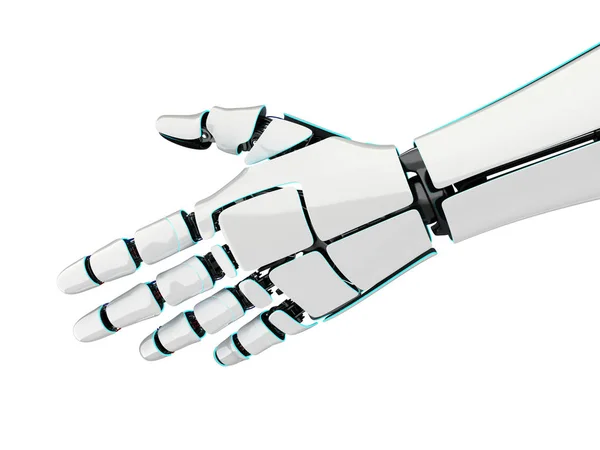 3D візуалізація роботизована рука на білому тлі — стокове фото