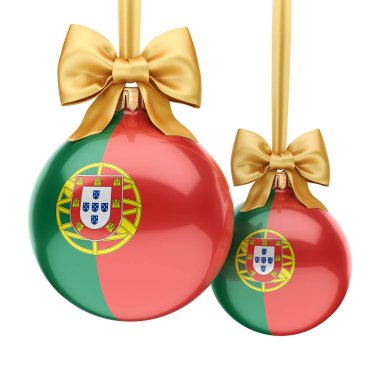 3D render Noel topu Portekiz bayrağı ile