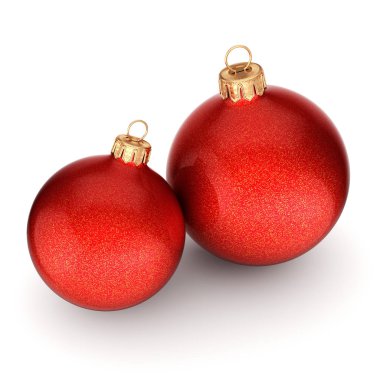 3D Render kırmızı Noel topları 