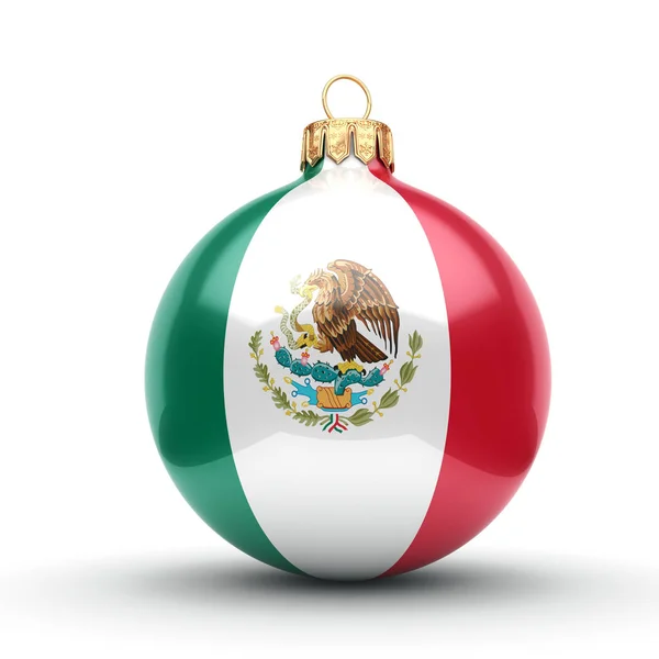 Representación 3D Bola de Navidad con la Bandera de México —  Fotos de Stock