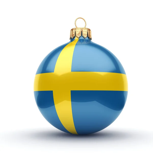 3D-Rendering Weihnachtskugel mit schwedischer Flagge — Stockfoto