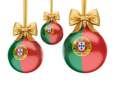 3D render Noel topu Portekiz bayrağı ile