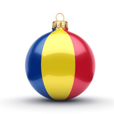 3D render Noel top ile Romanya bayrağı