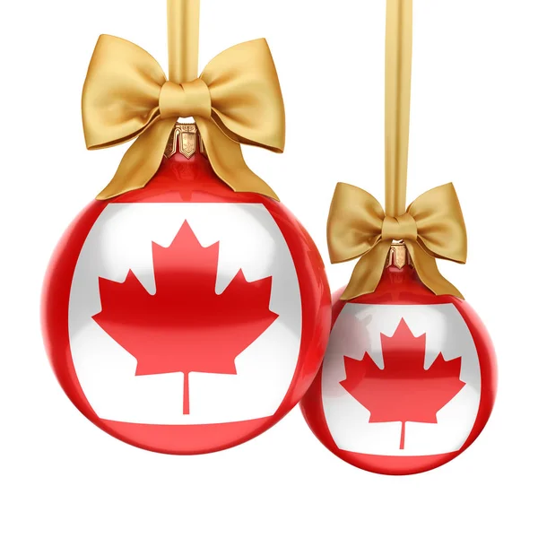 3D rendering Χριστουγεννιάτικη μπάλα με τη σημαία του Καναδά — Φωτογραφία Αρχείου