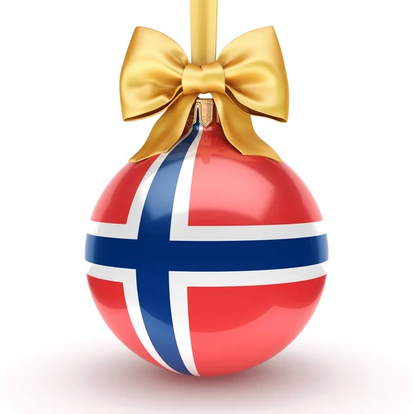 3D renderização bola de Natal com a bandeira da Noruega — Fotografia de Stock
