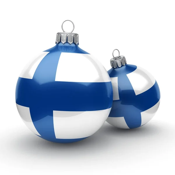 3D rendering Χριστουγεννιάτικη μπάλα με τη σημαία της Φινλανδίας — Φωτογραφία Αρχείου