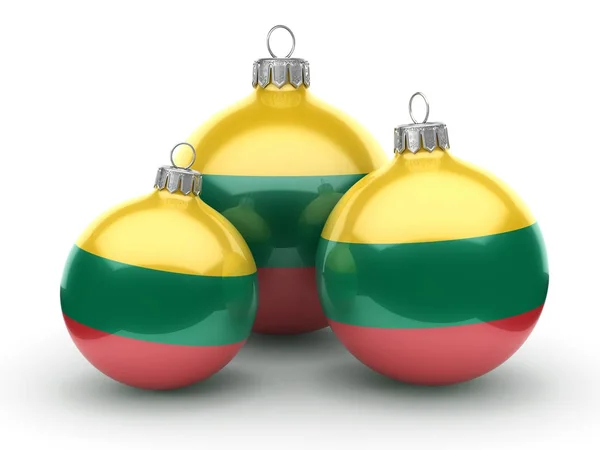 3D-рендеринг Рождественского мяча с флагом Литвы — стоковое фото
