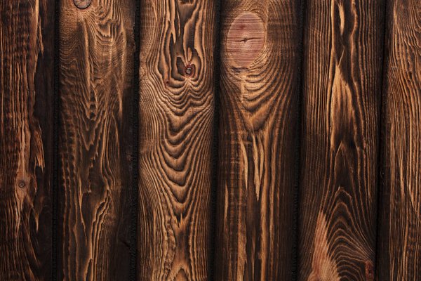Texture of boards of dark old brown wood