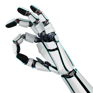Beyaz bir arka plan üzerinde 3D render Robotik el