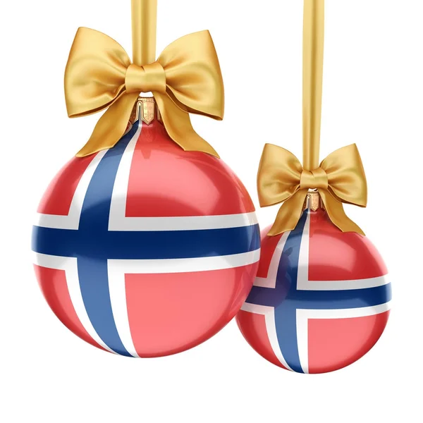 3D renderização bola de Natal com a bandeira da Noruega — Fotografia de Stock