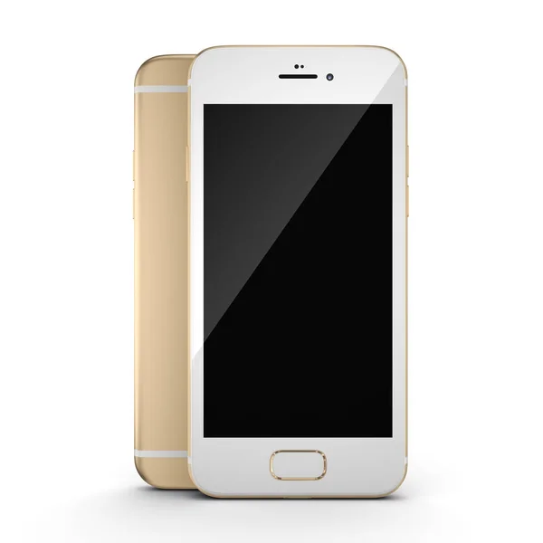 3D rendering gold smart phone with black screen — Stock Photo, Image