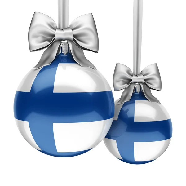 3D render Noel top ile Finlandiya bayrağı — Stok fotoğraf