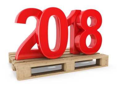 3D render 2018 yeni yıl kırmızı basamak
