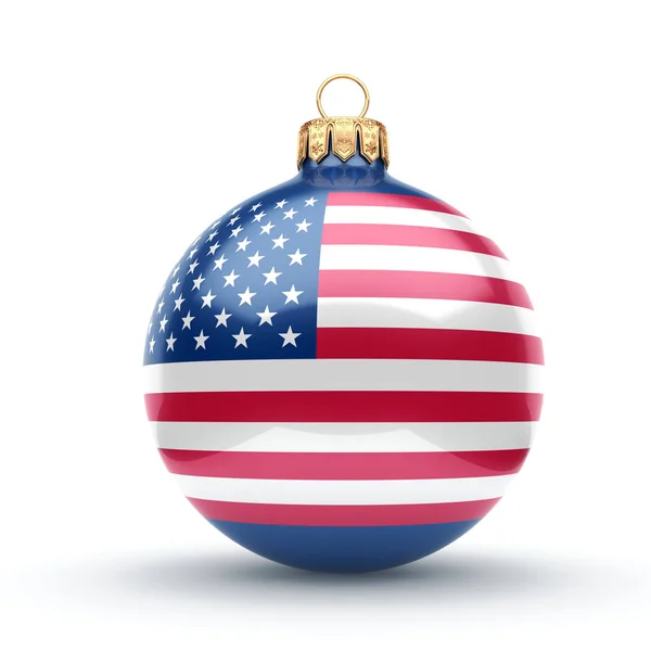 3D-rendering jul bollen med Usa flagga — Stockfoto