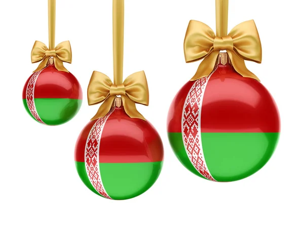 3D renderização bola de Natal com a bandeira da Bielorrússia — Fotografia de Stock