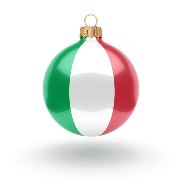 Representación 3D Bola de Navidad con la Bandera de Italy — Foto de Stock