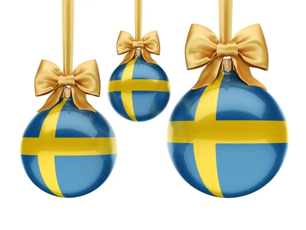 3D-Rendering Weihnachtskugel mit schwedischer Flagge — Stockfoto