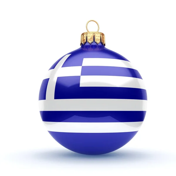Representación 3D de la bola de Navidad con la bandera de Greece — Foto de Stock