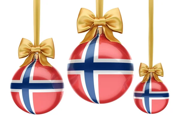 3D renderização bola de Natal com a bandeira da Noruega — Fotografia de Stock