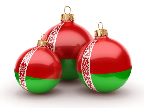 3d 渲染圣诞球与白俄罗斯旗子 — 图库照片