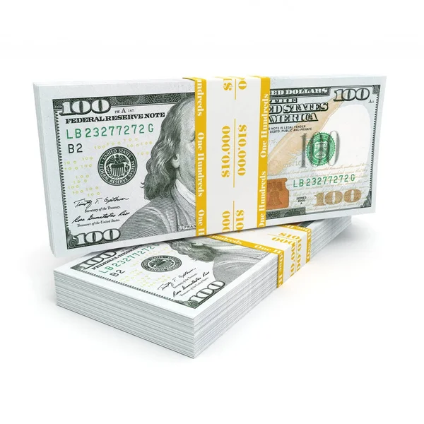 3d renderizado par de paquetes de dólares estadounidenses — Foto de Stock