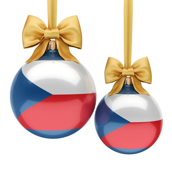 Representación 3D de la bola de Navidad con la bandera de República Checa — Foto de Stock