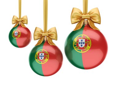 3D render Noel topu Portekiz bayrağı ile