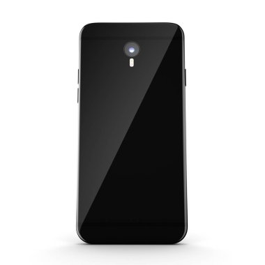 3D render siyah parlak akıllı telefon ile siyah perde