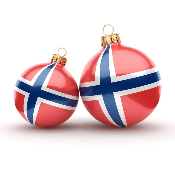 3D rendering labdát karácsonyi Norvégia zászlaja — Stock Fotó