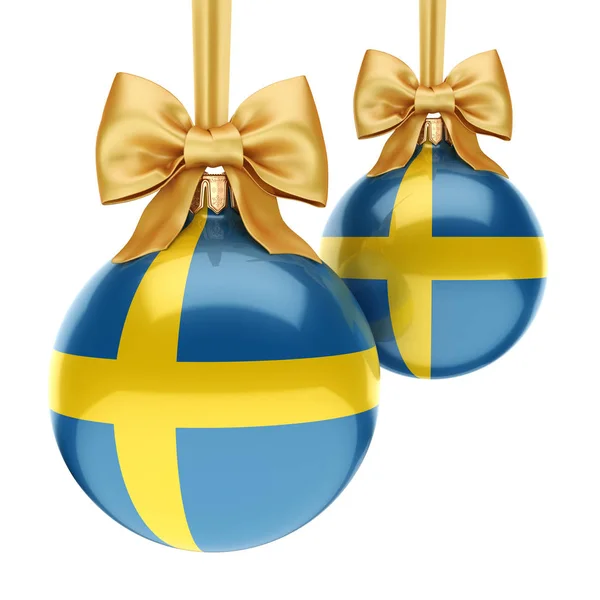 3D-Rendering Weihnachtskugel mit schwedischer Flagge — Stockfoto