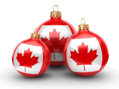 3D render Noel top Kanada bayrağı ile