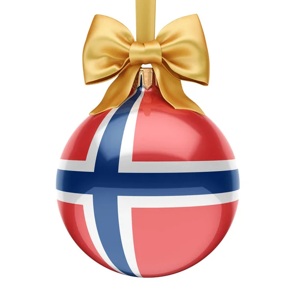 3D rendering palla di Natale con la bandiera della Norvegia — Foto Stock