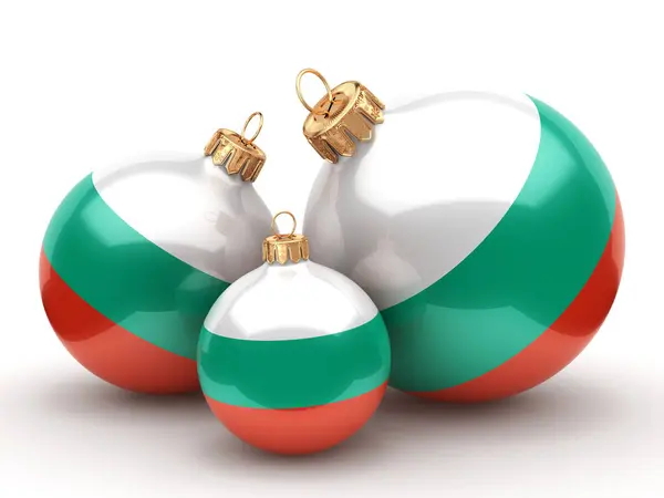 3D-Darstellung Weihnachtskugel mit der Flagge Bulgariens — Stockfoto