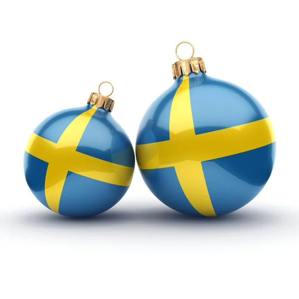 3D-Rendering Weihnachtskugel mit schwedischer Flagge — Stockfoto