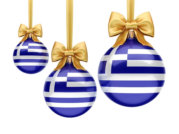 3D-Rendering Weihnachtskugel mit der griechischen Flagge — Stockfoto