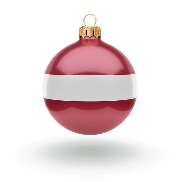 3D renderização bola de Natal com a bandeira da Letónia — Fotografia de Stock