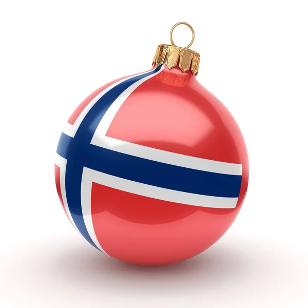 3D renderização bola de Natal com a bandeira da Noruega — Fotografia de Stock