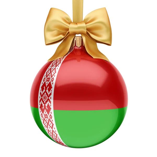 3D rendering Χριστουγεννιάτικη μπάλα με τη σημαία της Λευκορωσίας — Φωτογραφία Αρχείου