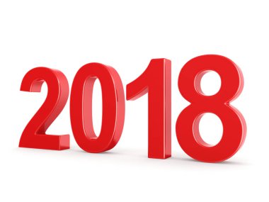 3D render 2018 yeni yıl kırmızı basamak