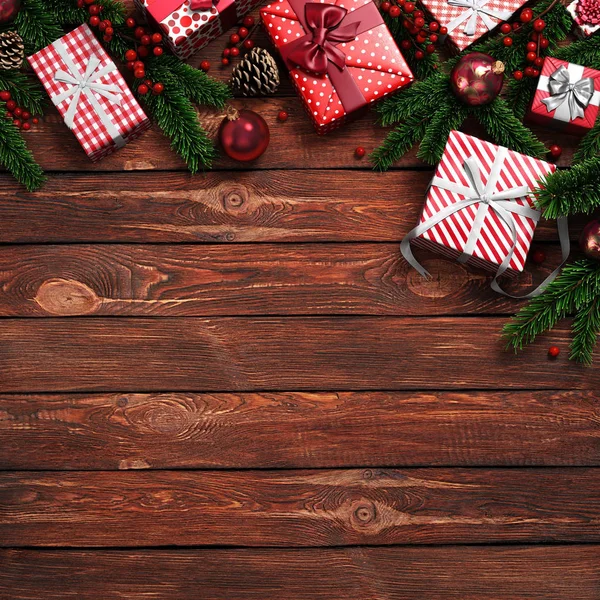 3D rendering donkere kerst houten achtergrond — Stockfoto