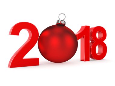 3D render 2018 yeni yıl kırmızı basamak